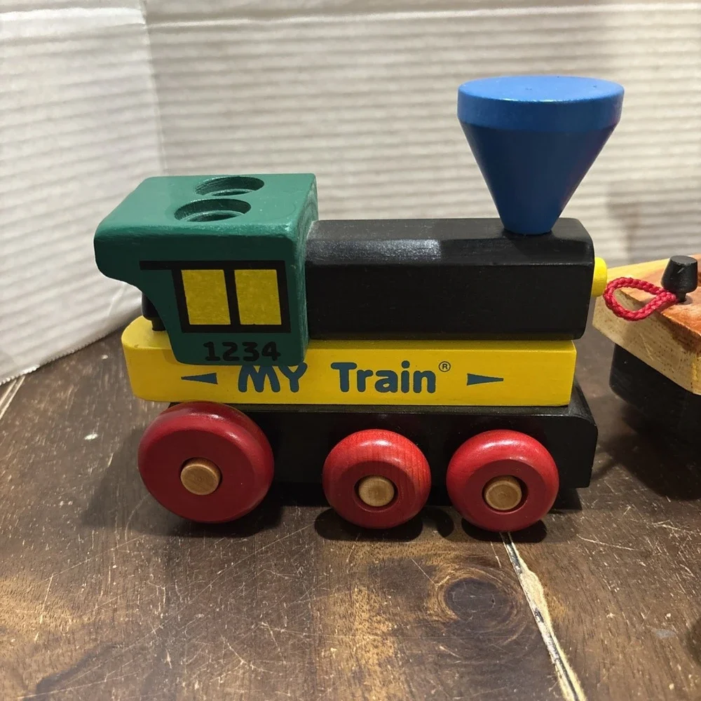 VTG‎ 90s Montgomery Schoolhouse Inc My Train Wooden Train Set USA Made